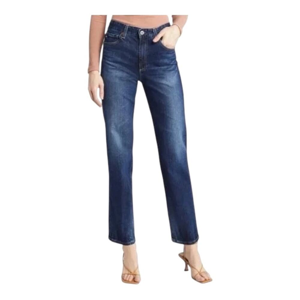 AG Adriano Goldschmied High Rise Straight Jeans - Dark Blue Wash